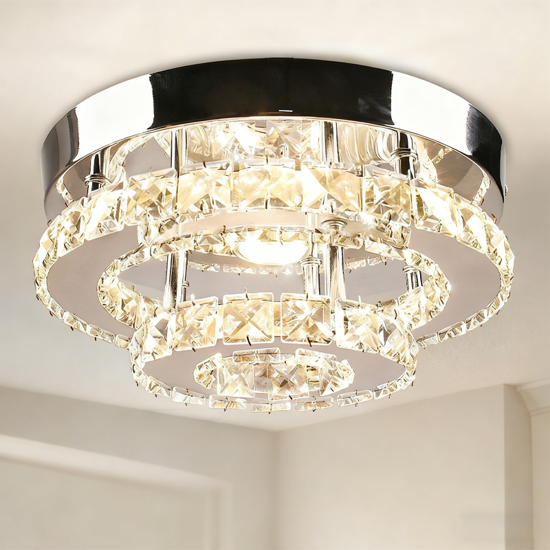 LED crystal ceiling lamp, round lighting fixture 20CM 25CM 30CM