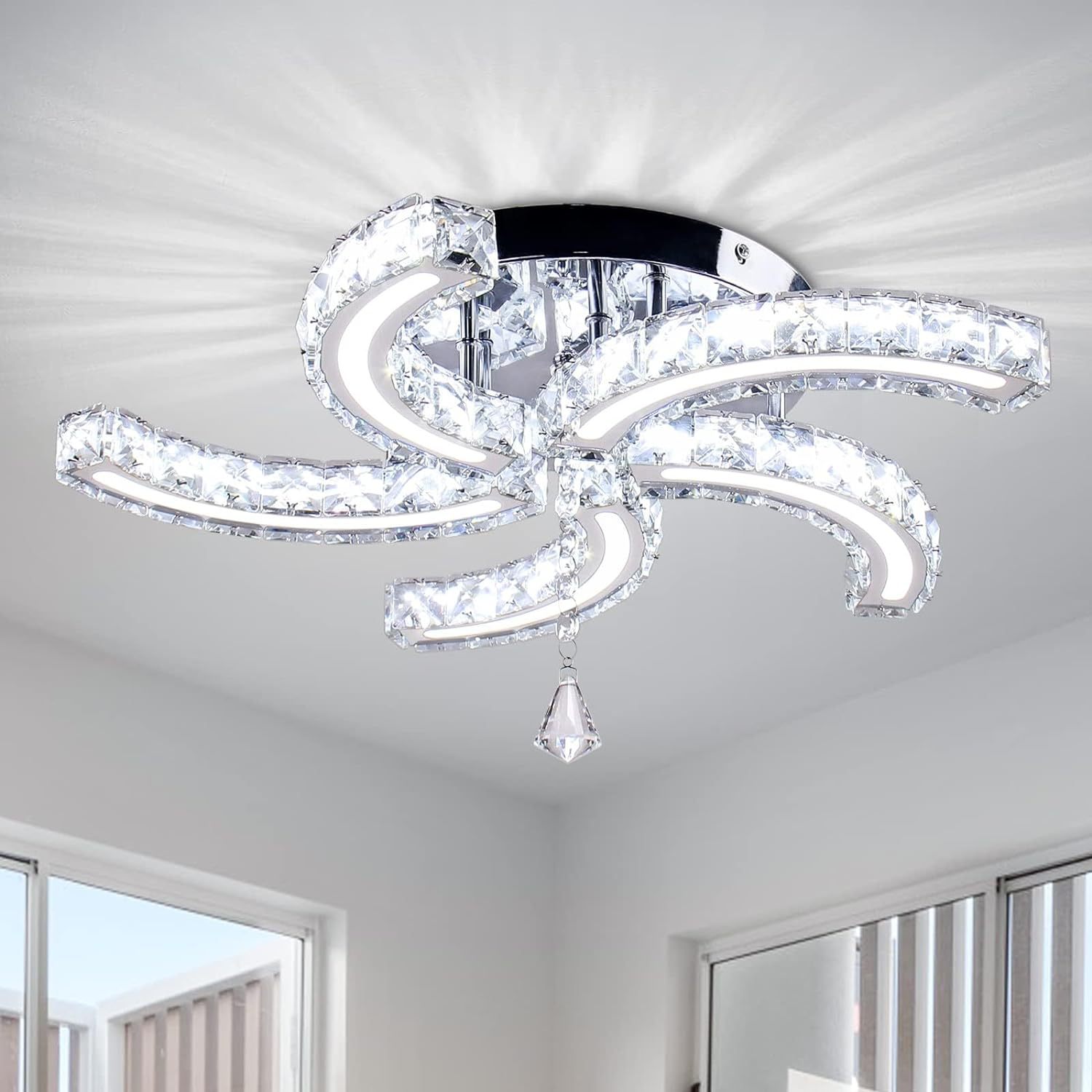 Modern Crystal Chandelier & LED Ceiling Light