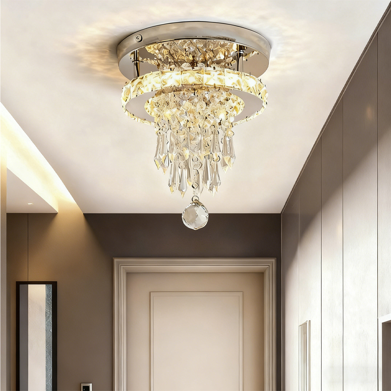 LED Crystal Flush Mount Ceiling Light for Corridors