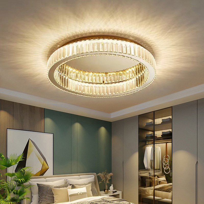 Modern Minimalist Round Crystal Flush Mount Ceiling Light