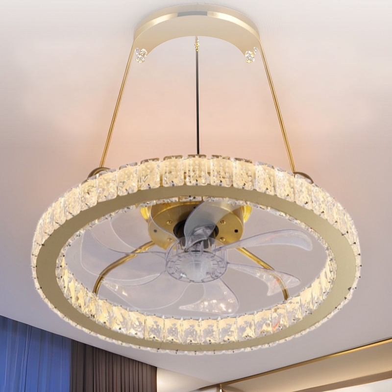 Nordic crystal fan ceiling lamp with six gears