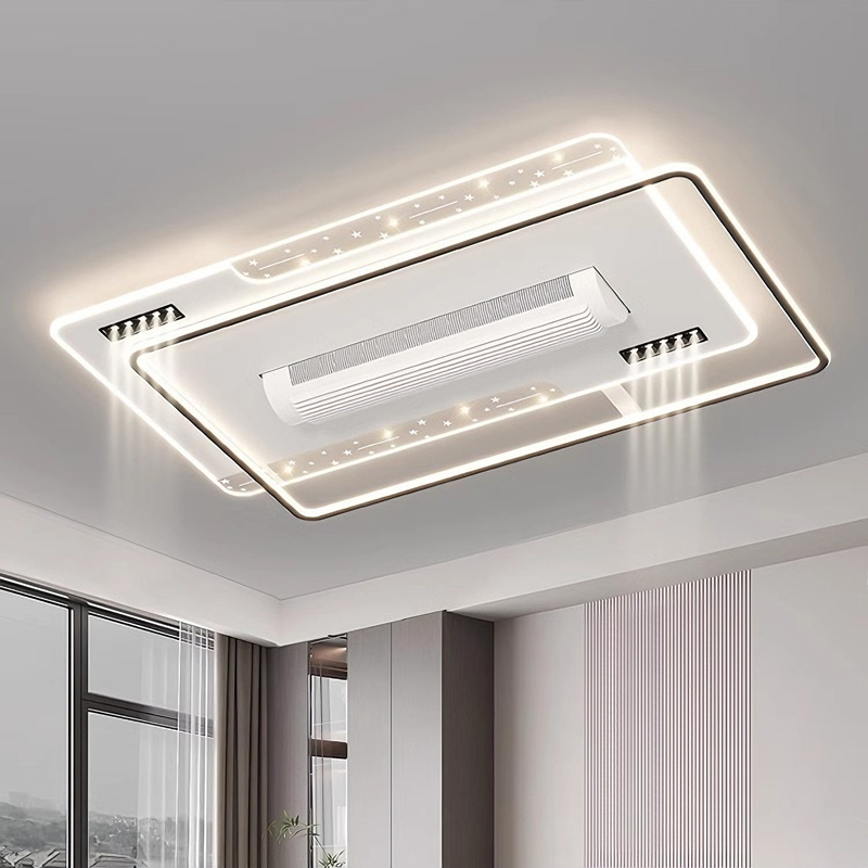 新产品页 Creative Starry Sky Blade-less Fan with Full-Spectrum Ceiling Light for Living Room, Offline Voice-Activated Smart Ceiling Fan Light for Bedroom