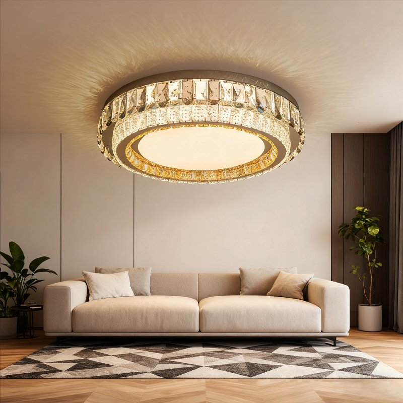 Round crystal ceiling lamp for living room 50CM 60CM 80CM 100CM