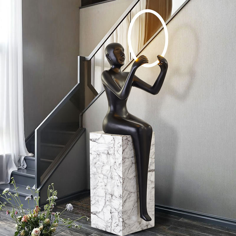 Modern Minimalist Resin Sculpture Floor Lamp for Hotel & Nordic-style Living Room Corner