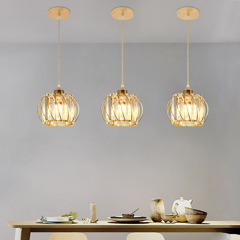 Cage-Style Pendant Lamp for Living Room & Dining Room, Exquisite Minimalist Bedside Pendant Lamp for Bedroom