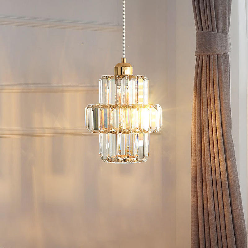 Minimalist Single-head Crystal Pendant Light for Staircase, Bedroom and Corridor