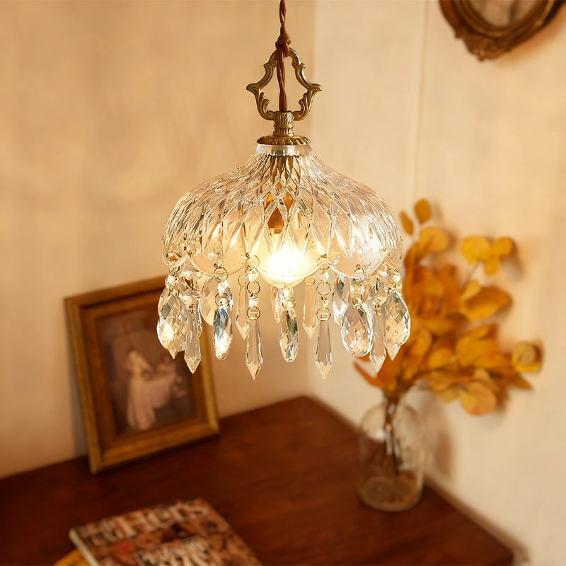 American Retro French Brass Crystal Small Chandelier