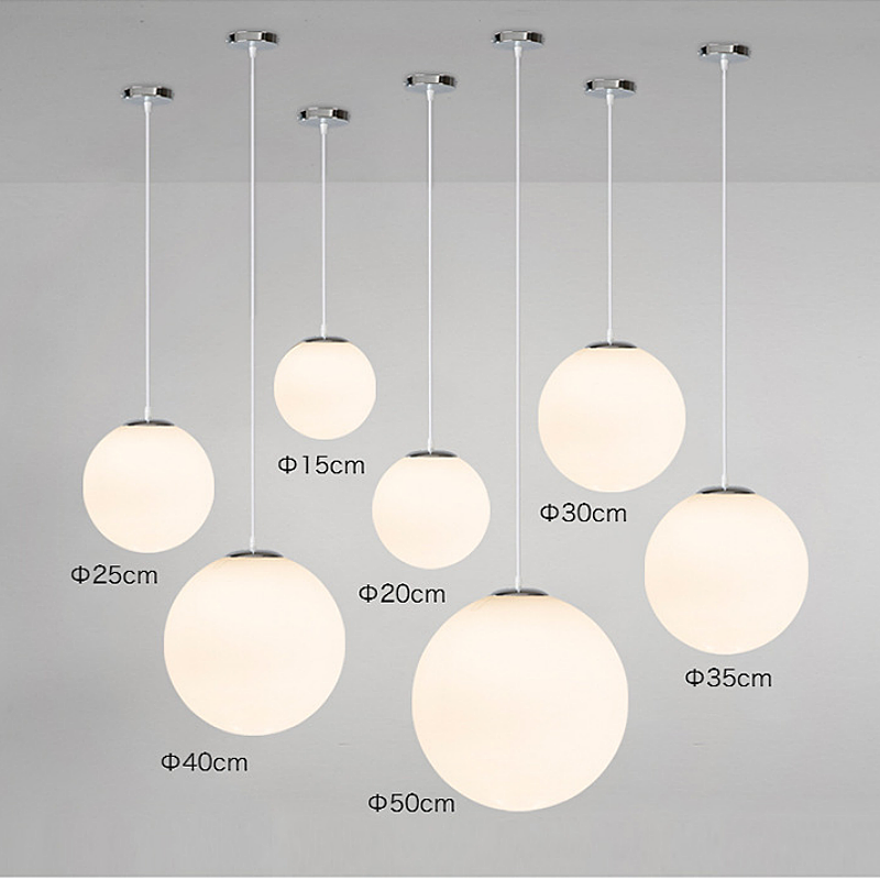 White Glowing Bubble Ball Pendant Light, Single-Head Glass Chandelier