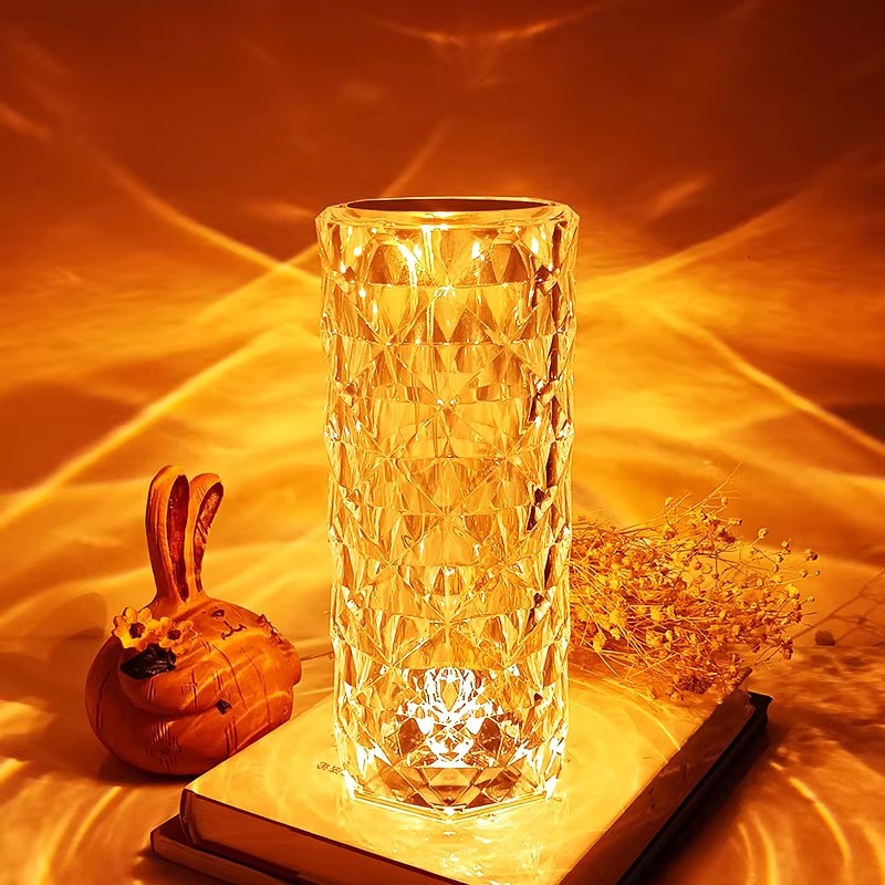 Touch Rechargeable USB LED Crystal Night Light Table Lamp