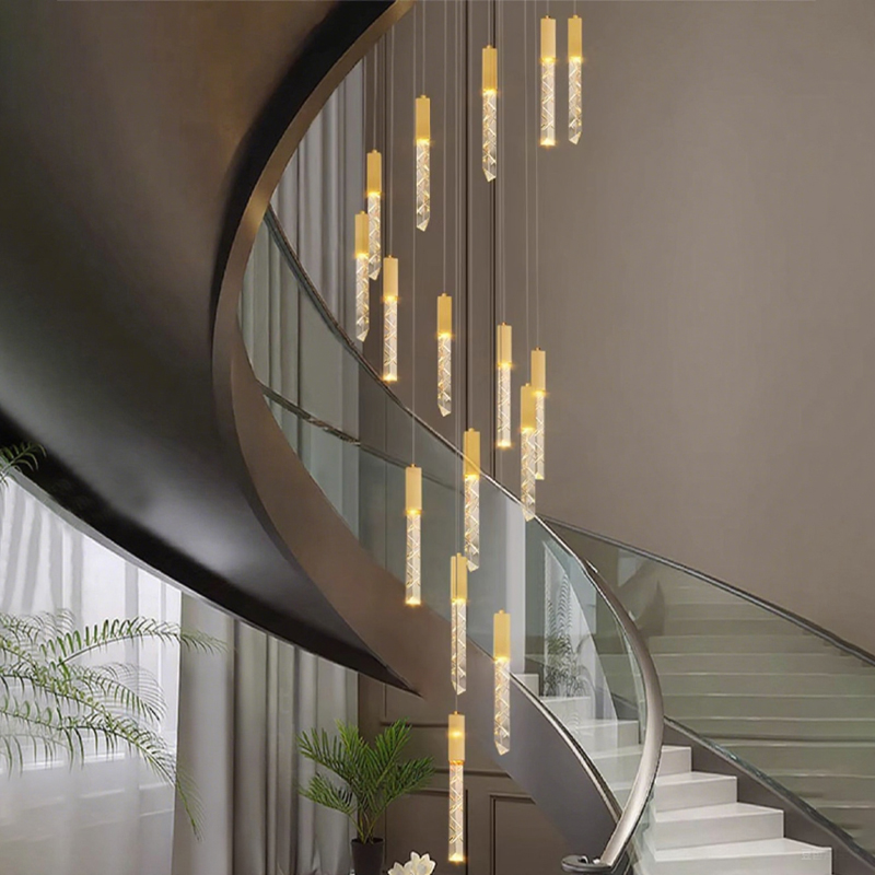Deluxe LED Crystal Chandelier for Staircase Suspension