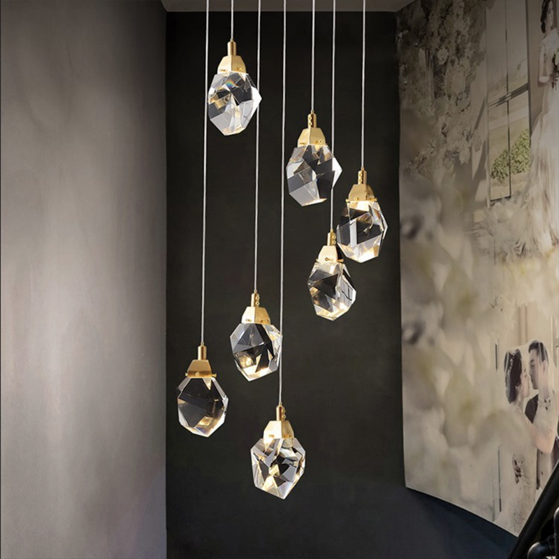 Nordic Modern Deluxe Brass & Crystal Ceiling Lamp