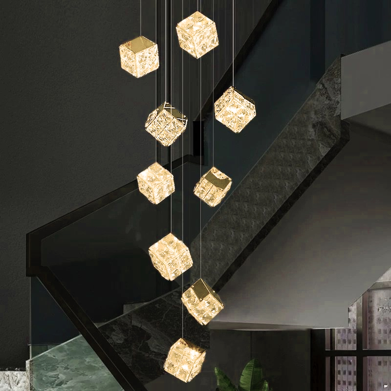 New Modern Long Spiral Chandelier for Duplex Staircase