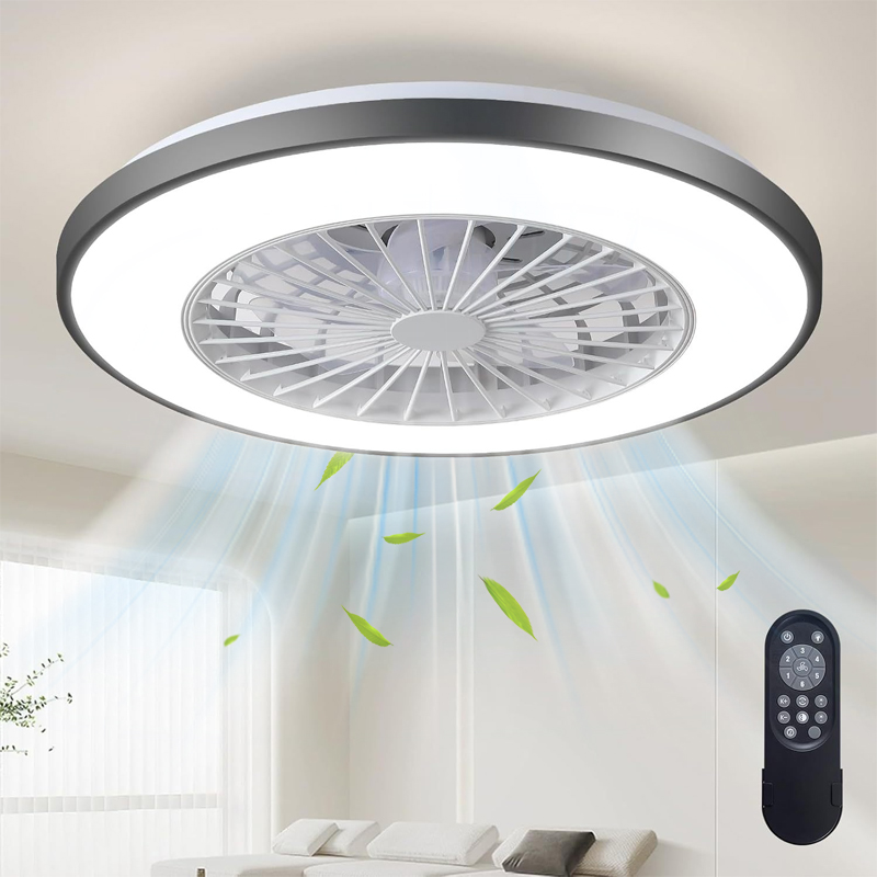 3-Color Dimmable App-Controlled Modern Bladeless LED Ceiling Fan with Light