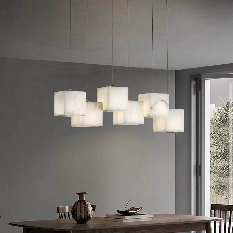 Postmodern minimalist light luxury all copper natural marble pendant lamp