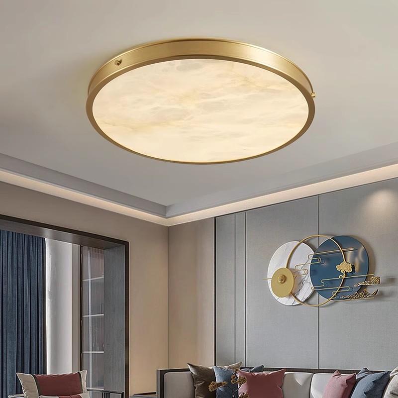 Full copper jade ceiling light modern new Chinese style simple bedroom