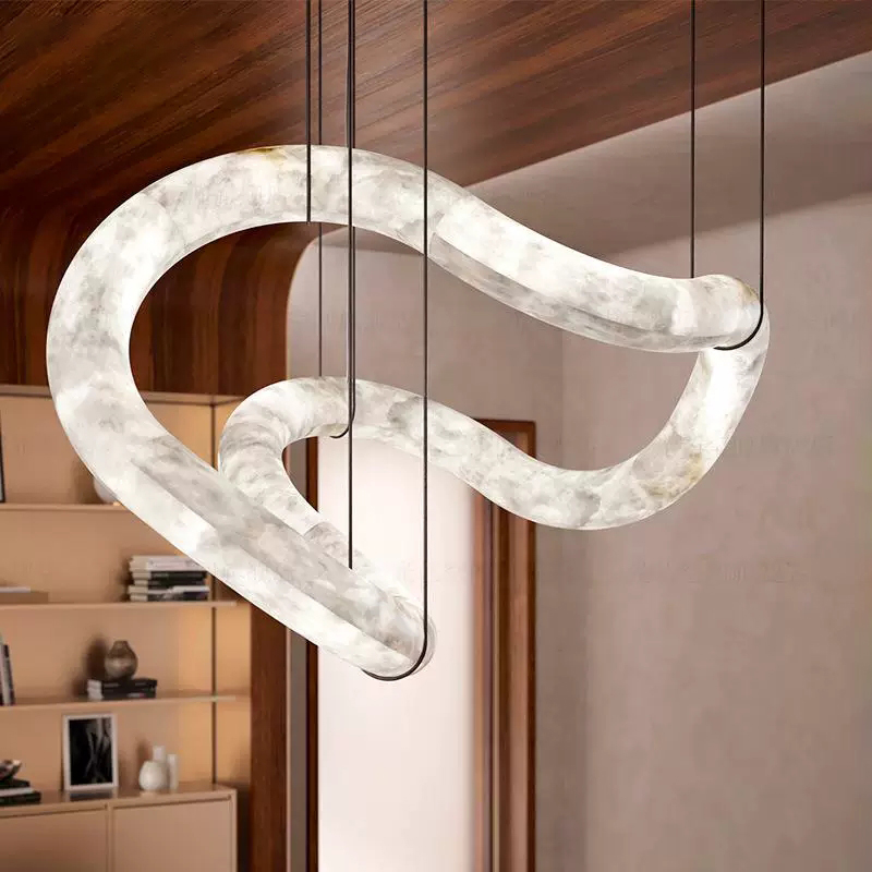 Solid Copper Spanish Faux Marble Chandelier for Villas, Designer Showrooms