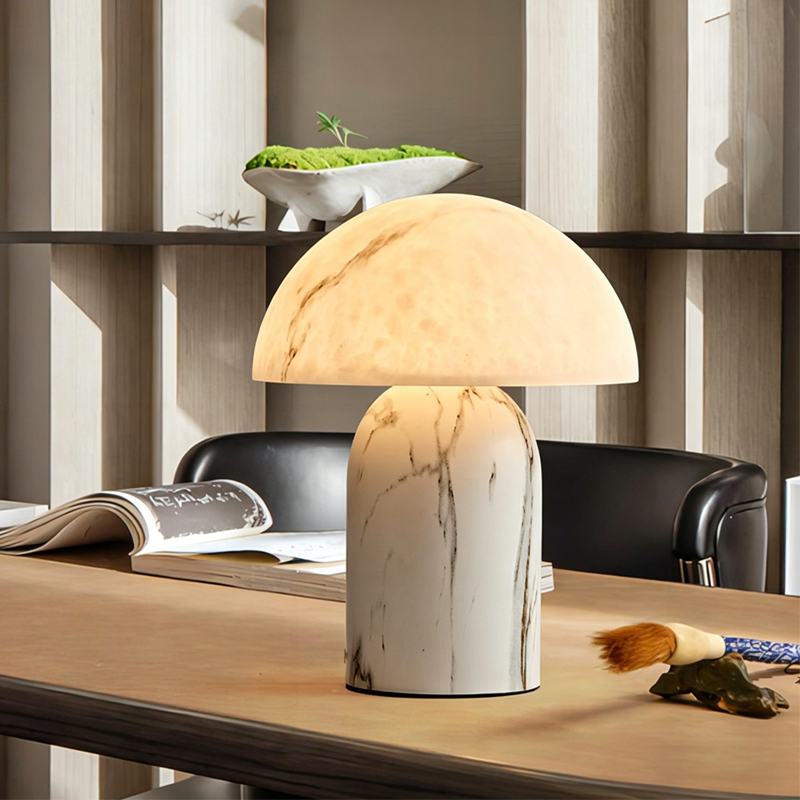 Zen style bedroom bedside lamp with a vintage study atmosphere, marble
