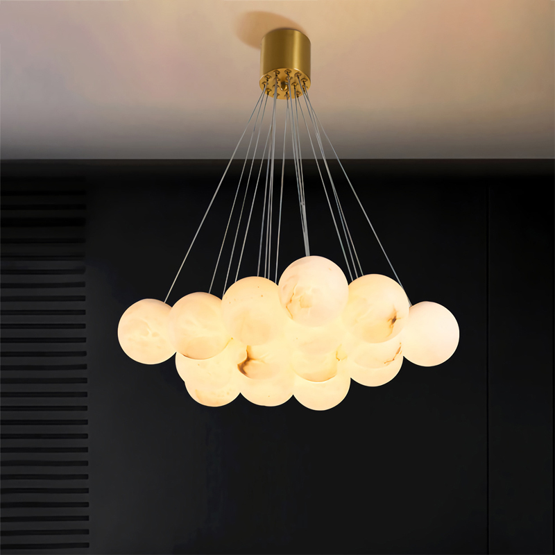 Light luxury all copper cloud stone pendant lamp candle post modern