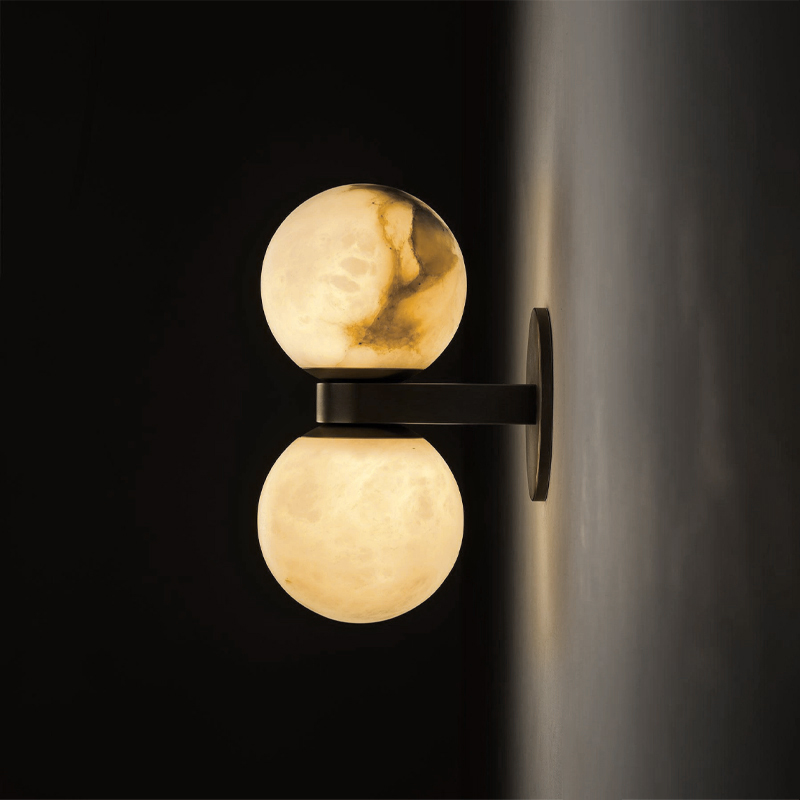 Cross-border natural marble living room wall lamp, all copper Italian luxury