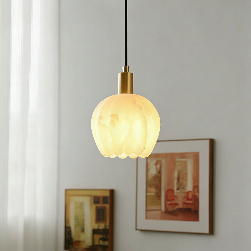 Light luxury Nordic minimalist marble bedroom bedside restaurant petal bud