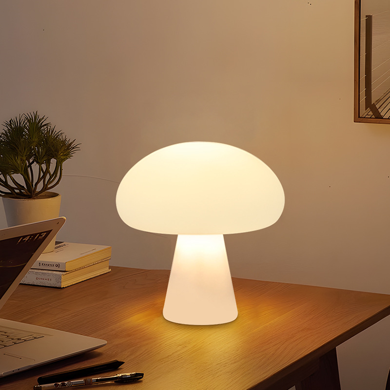 Ins vintage Danish cream mushroom table lamp charging living